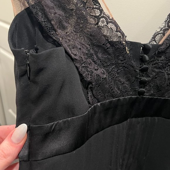 BCBG Lace Black Silk Top, Small - Picture 4 of 6